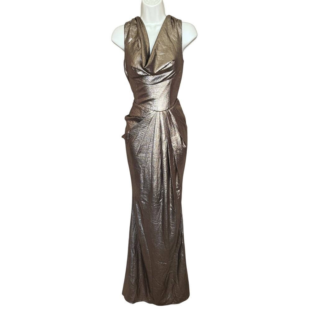 Maniju Unique Vintage Metallic Bronze Maxi Dress S NWT